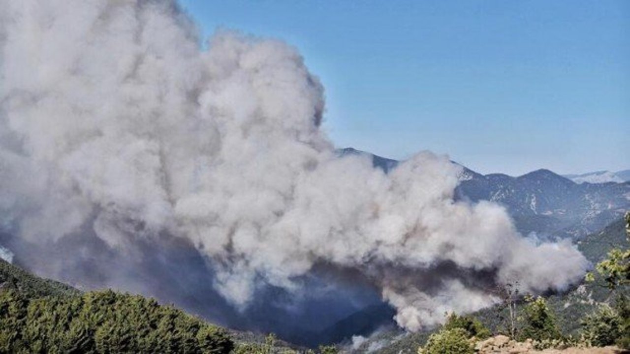 Mersin Aydıncık'taki orman yangınına müdahale sürüyor