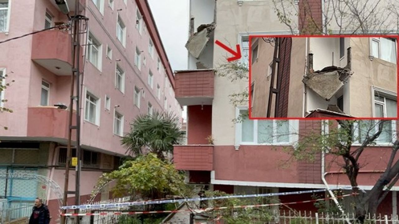 Güngören'de binanın balkonu çöktü