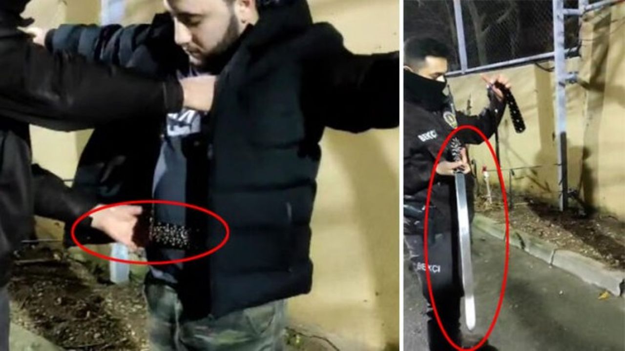Kemerinin içinden 60 santimetrelik kılıç çıktı: Bekçiler dondu kaldı!