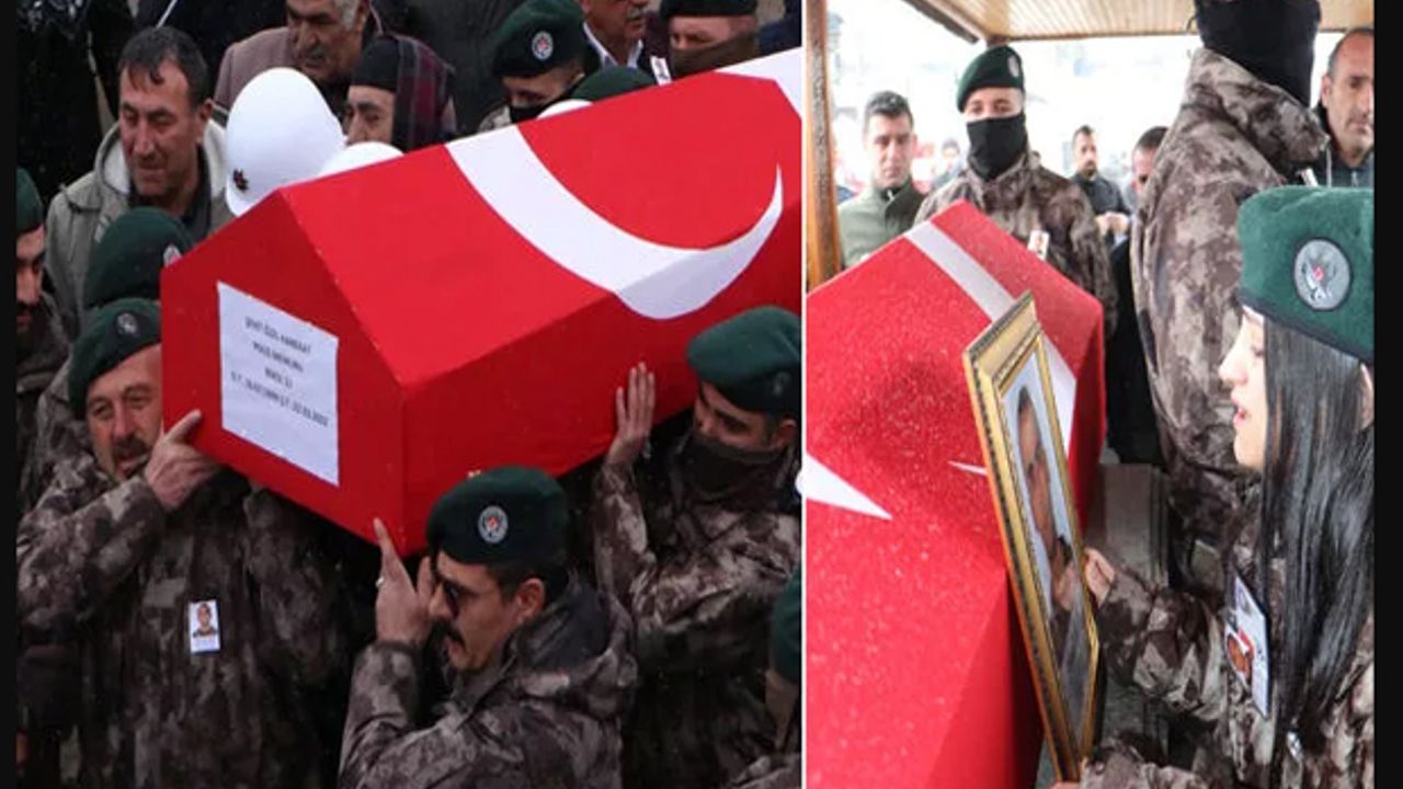 Şehit polise son veda! Eşini özel harekatçı kıyafetiyle uğurladı