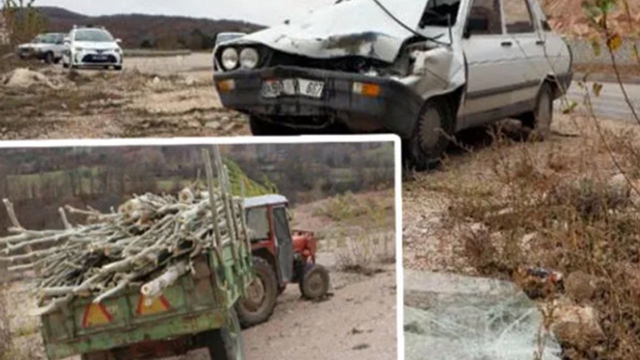 Tokat'ta otomobil, ağaç yüklü traktöre çarptı: 6 yaralı