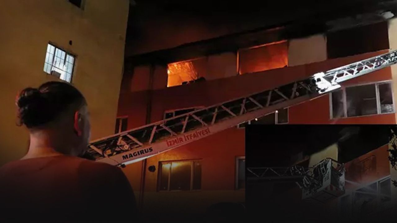 İzmir'de dehşet anları! Binanın çatı katı saatler sonra söndürüldü
