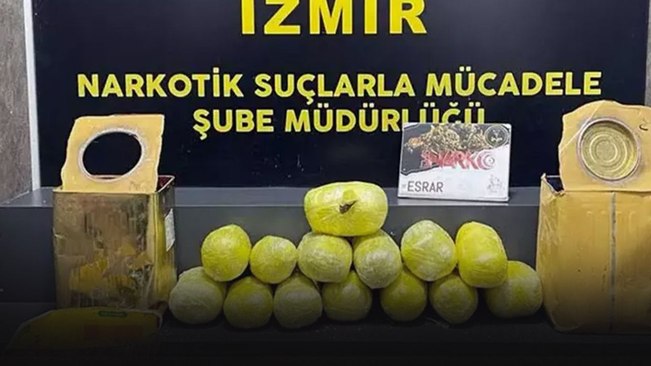 İzmir'de kargo firmasına narkotik baskını! Peynir tenekelerinden kilolarca esrar çıktı