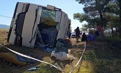 Denizli'de şarampole devrilen otobüsteki 15 kişi yaralandı