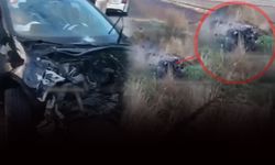 İzmir’de işçi servisi otomobille çarpıştı... Arabanın motoru uçtu!
