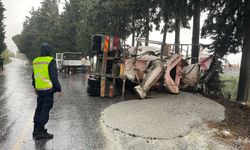 Aydın'da beton mikserinin devrilmesi sonucu 1 kişi yaralandı
