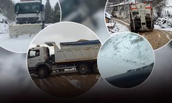Yılın ilk kar yağışında kapanan yollar açılıyor... İzmir Büyükşehir Belediyesi ekipleri kar teyakkuzunda
