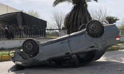 Nazilli'de takla atan otomobilin sürücüsü kazayı yara almadan atlattı
