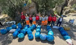 Afyonkarahisar'da tarihi kale ve çevresinden 2 ton çöp toplandı