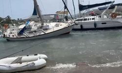 Bodrum'da fırtına etkili oldu... 10 tekne karaya oturdu!
