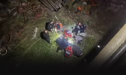 Freni boşalan kamyonet önce 2 araca çarptı sonra çaya uçtu