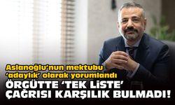 Aslanoğlu’nun mektubu ‘adaylık’ olarak yorumlandı: Örgütte ‘Tek liste’ çağrısı karşılık bulmadı!