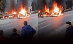 Kaza sonrası iki araç alev topuna döndü: 2 kişi hastanelik!