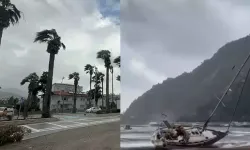 Marmaris'te fırtına etkili oldu: Ağaçlar devrildi, tekne karaya oturdu!