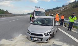 Nazilli'de bariyerlere çarpıp alev alan otomobilin sürücüsü yaralandı