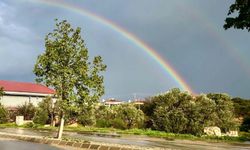 Datça'da sağanak sonrası çift gökkuşağı