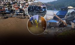 Foça'yı sağanak vurdu: Dereler taştı, denizin rengi değişti!