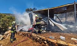 Bodrum'da konteynerde çıkan yangın söndürüldü