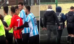 Hakemi yumruklayan futbolcu sahada gözaltına alındı