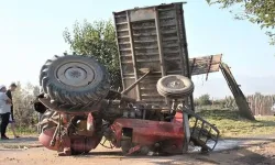 Ödemiş'te devrilen traktörün sürücüsü yaralandı