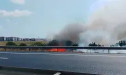 Silivri'de tarlada yangın: Alevler geniş alana yayıldı!