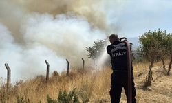 Efeler'de otluk alanda çıkan yangın kontrol altında