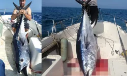 Üç saatlik mücadele sonunda tekneye çıkardılar: Tam 260 kilogram!