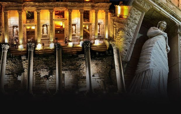 Sanki başka bir dünya... Efes'te gece müzeciliği başladı!