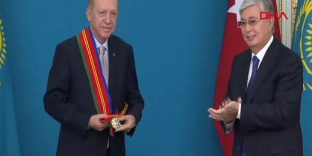 Kazakistan'dan Cumhurbaşkanı Erdoğan'a Dostluk Nişanı