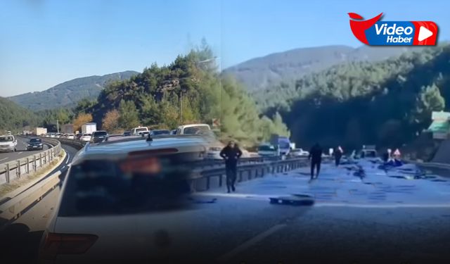 İzmir'de feci kaza! Yol cam kırıkları ile doldu