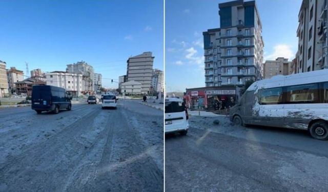 Hafriyat kamyonu beton saçtı... Araçlar zarar gördü