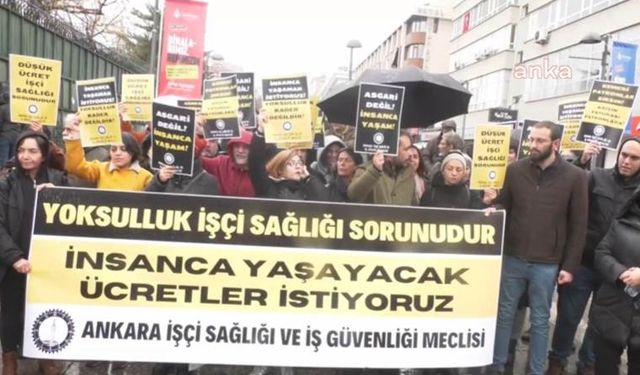 Ankara İşçi Sağlığı ve İş Güvenliği Meclisi üyelerinden 'asgari ücret' eylemi