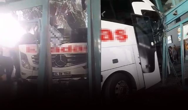İzmir Otogar'ında faciadan dönüldü... Otobüs yolcu bekleme alanına çarptı!