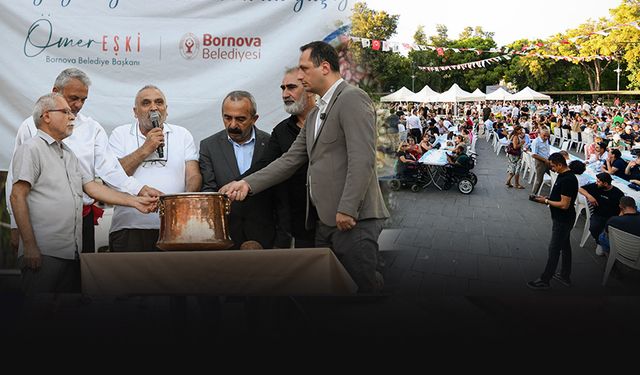 Bornova'da aşure kazanları kaynadı... Kerbela Şehitleri Anısına 2 bin 500 can bir sofrada