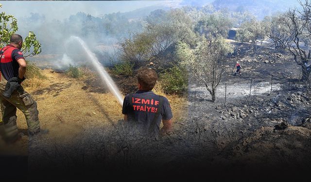 İzmir itfaiyesi'nden Yamanlar Dağı’nda çıkan yangında büyük mücadele