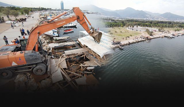 Büyükşehir harekete geçti! İnciraltı’nda kaçak iskele ve ahşap yapılar yıkıldı