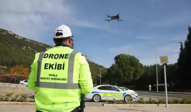 Muğla'da dron destekli trafik denetimi