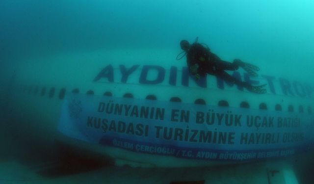 Aydın'da uçak batığı turistlerin ilgi odağı oluyor
