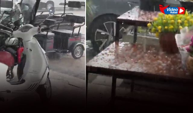 Yollar beyaza büründü... Çeşme'yi dolu vurdu!