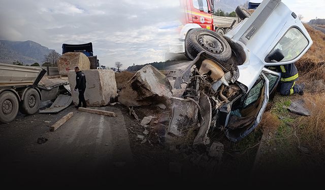 Denizli'de ölümlü kaza! Tır ile çarpışan araç hurdaya döndü