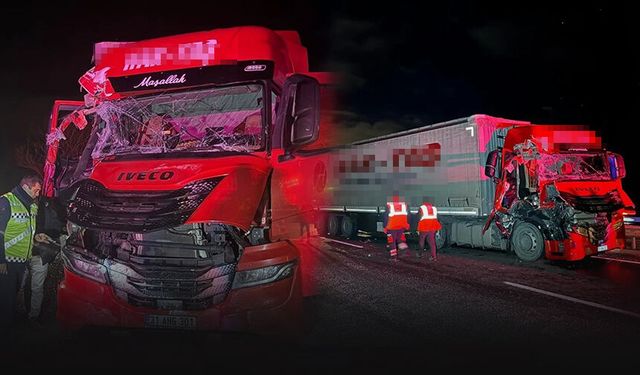İki tır çarpıştı.. Yol ulaşıma kapandı!
