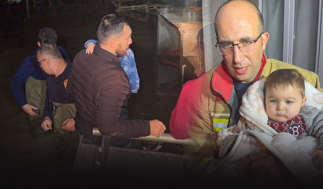 Sel suları yükseldi... Mahsur kalan 6'sı çocuk 11 kişilik aile tahliye edildi