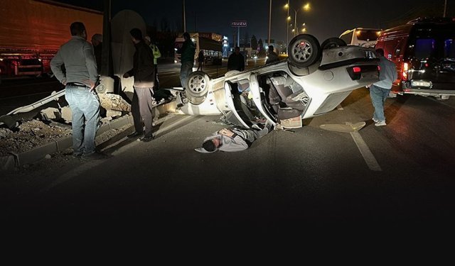 Kontrolden çıkan otomobil takla attı: Sürücü yaralı kurtuldu