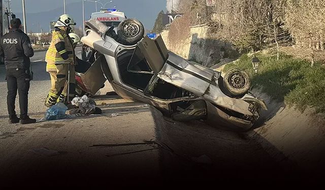 Otomobil takla attı, kanala düştü: 5 kişi hastanelik!