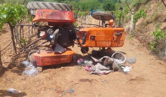 Traktör şarampole yuvarlandı; sürücü yaralandı, eşi öldü