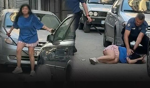 Kılıçlı şahıs ortalığı birbirine kattı! Polis biber gazıyla etkisiz hale getirdi