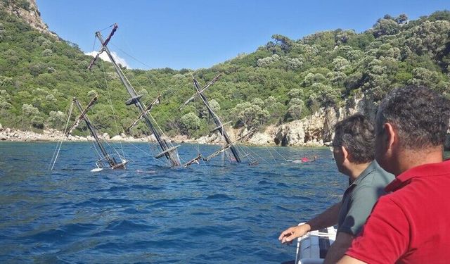Marmaris'te günübirlik tur teknesi battı
