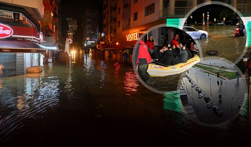 İzmir'i fırtına vurdu... Deniz taştı, kenti su bastı!