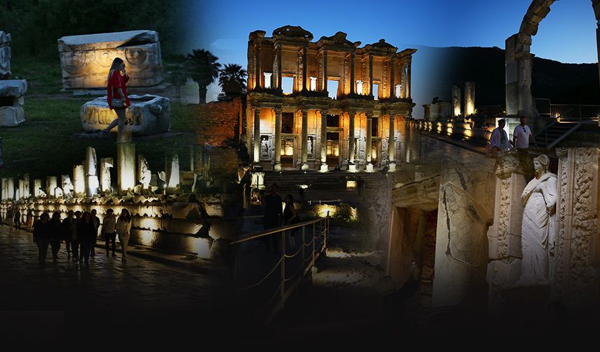 Efes Antik Kenti'nde geceleri masal dünyasının kapıları açılıyor