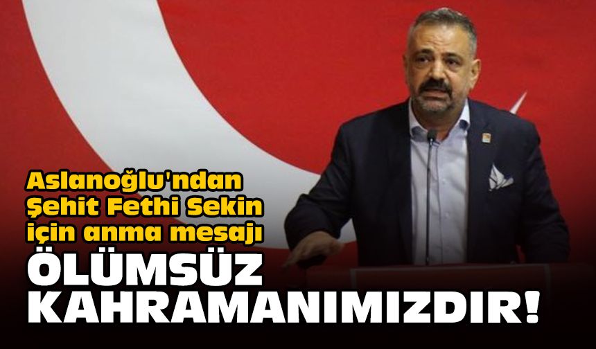 Aslanoğlu'ndan Şehit Fethi Sekin için anma mesajı... Ölümsüz kahramanımızdır!